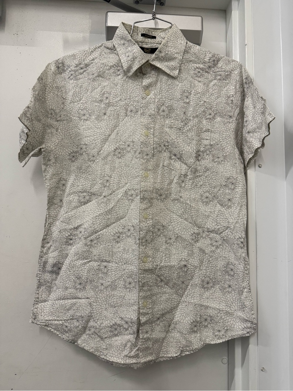 Original penguin Men's Short-Sleeve White Floral Button-Up Shirt